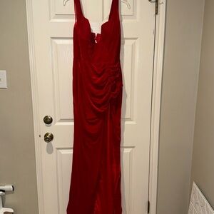 Women’s red velvet gown